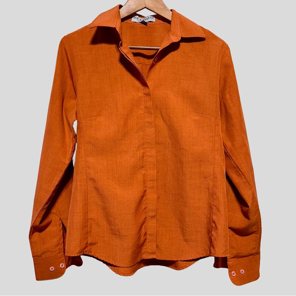 DOC & AMELIA Burnt Orange Minimalist Officecore Quiet Luxury Blouse